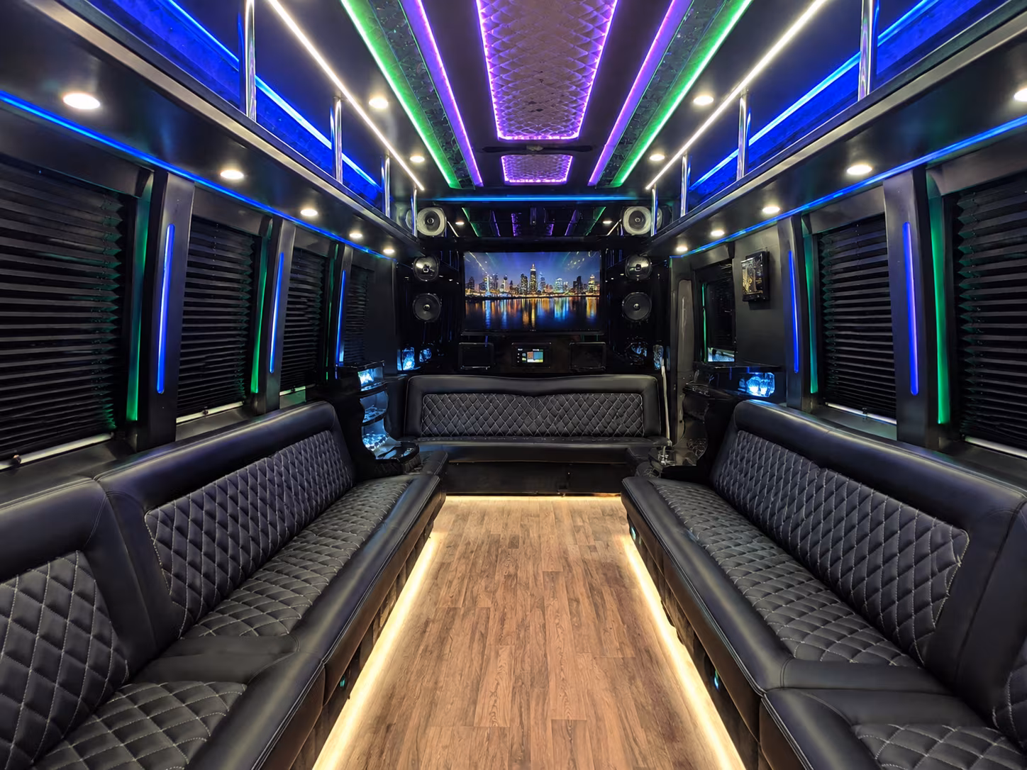 lansing 25 passenger party bus interior